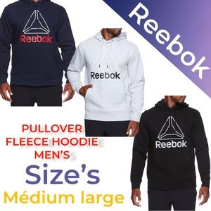 NEW REEBOK MEN’S ACTIVE PULLOVER FLEECE HOODIE SIZE MEDIUM LARGE